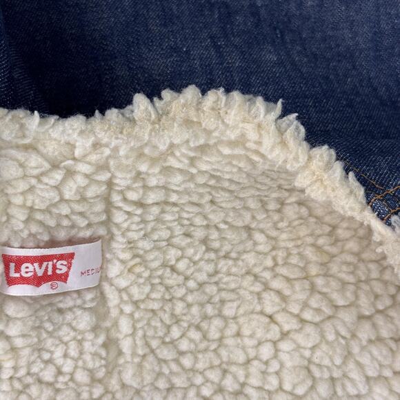 Vintage Levis Vest Mens Medium Denim Sherpa Lined Orange Tab Western Vtg 70s - Picture 12 of 16